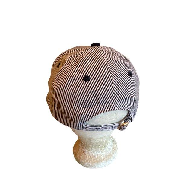 NWT Evereve Navy White Striped Baseball Cap Hat Adjustable - Picture 3 of 7